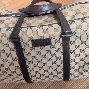 Gucci Beige and Brown Travel Bag